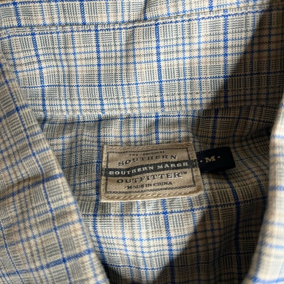 Southern Marsh Mens Sz M Blue Grey Plaid  Button Up Shirt - Picture 5 of 6